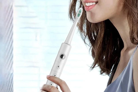 Electric Toothbrush for Adults Powerful Sonic Toothbrush 6 Modes with 4 Replacement Brush Heads - White