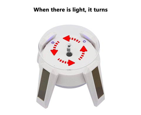 360-Degree Rotating Solar Display Stand Turntable Phone Holder with LED Light-White