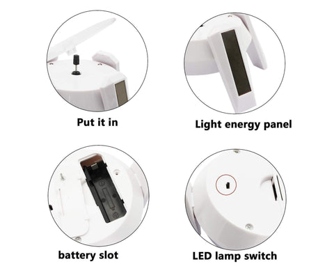 360-Degree Rotating Solar Display Stand Turntable Phone Holder with LED Light-White