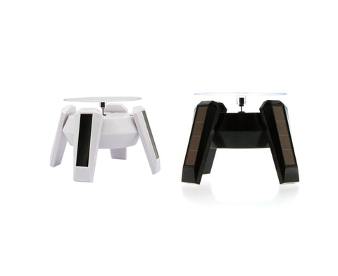 360-Degree Rotating Solar Display Stand Turntable Phone Holder with LED Light-White