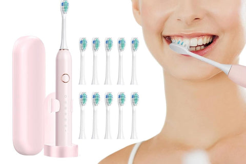 22000 VPM Electric Toothbrush for Adults with 10 Brush Heads and 6 Modes Toothbrush Sets - White
