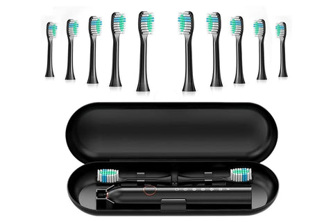 22000 VPM Electric Toothbrush for Adults with 10 Brush Heads and 6 Modes Toothbrush Sets - Black