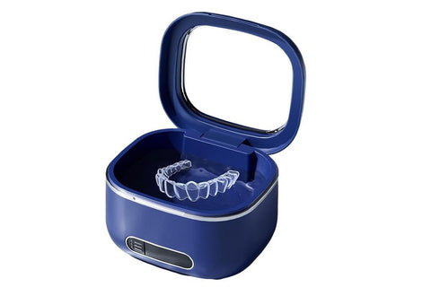 Ultrasonic Retainer Cleaner Machine 50kHz Ultrasonic Dentures Cleaner for Night Guards Braces Aligner Toothbrush Jewelry and More - Beige