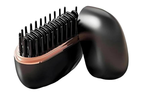 Mini Hair Straightener Rechargeable Wireless Portable Hair Comb for Women - Black