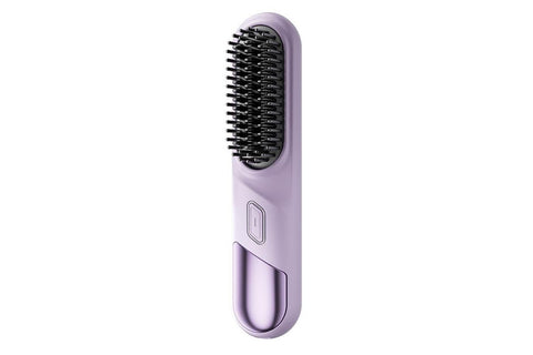 Portable Cordless Heated Straightening Brush for Travel Cordless Hair Straightener Brush Comb Straightener for Women -Purple