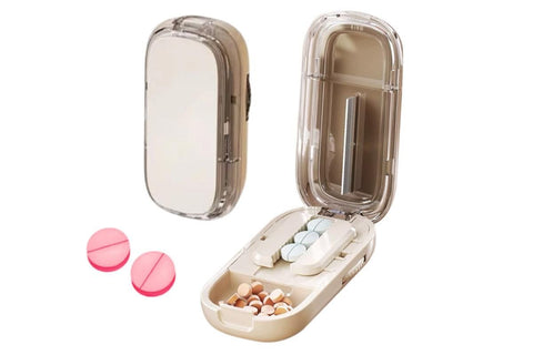 Pill Cutter Pill Splitter for Small and Tiny Pills 1/2 Adjustable Pill Organizer - Beige 1/2 Pill Cutter
