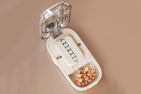 Pill Cutter Pill Splitter for Small and Tiny Pills 1/2 Adjustable Pill Organizer - Beige 1/2 Pill Cutter