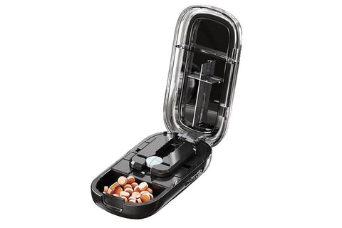 Pill Cutter Pill Splitter for Small and Tiny Pills 1/2 Adjustable Pill Organizer - Black 1/2 and 1/4 Pill Cutter