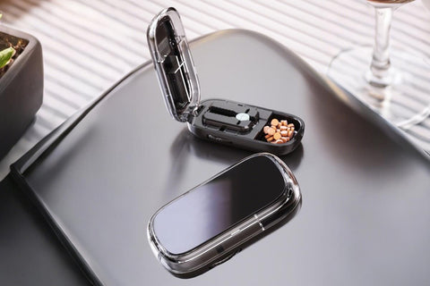 Pill Cutter Pill Splitter for Small and Tiny Pills 1/2 Adjustable Pill Organizer - Black 1/2 and 1/4 Pill Cutter
