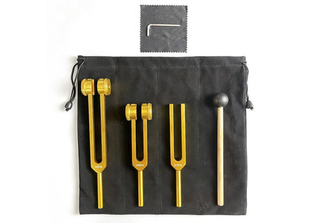 3Pcs Aluminum Tuning Forks Set 128Hz 256Hz 512Hz for Sound Healing Yoga Meditation - Gold
