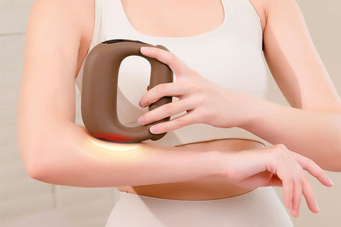Deep Tissue Percussion Muscle Massage with Heat Adjustable Intensity and Speed Pain Relief - Brown