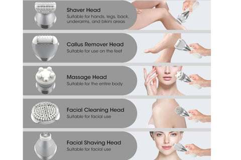 7 in 1 Epilator Hair Removal for Women Face Massage and Body Exfoliator
