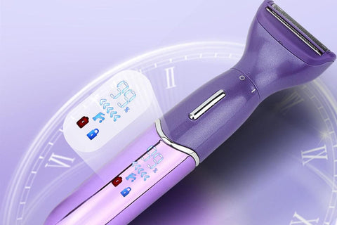 6-in-1 Women Electric Shaver Replaceable Heads for Whole Body Private Epilator Shaving Razor - Purple