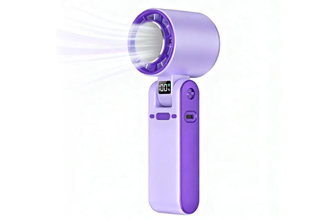 Handheld Portable Fan with Ice Cooler 100-Speed Rechargeable Handheld Fan - Purple