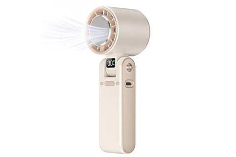 Handheld Portable Fan with Ice Cooler 100-Speed Rechargeable Handheld Fan - Beige