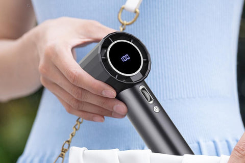 Portable Handheld Turbo Fan Windy Speed Adjustable Mini Personal Battery Operated Fan -Grey
