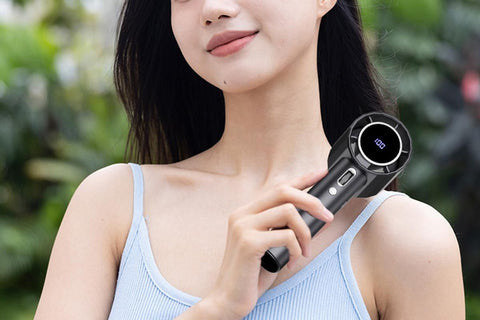 Portable Handheld Turbo Fan Windy Speed Adjustable Mini Personal Battery Operated Fan -Grey