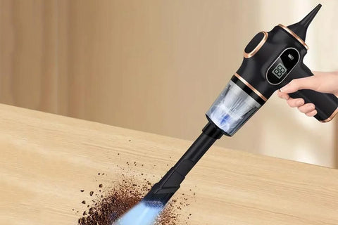 Car Vacuum Portable Cordless 2 in 1 Vacuum Cleaner Air Duster Handheld Vacuum Cordless with 3000mAh Battery - Black