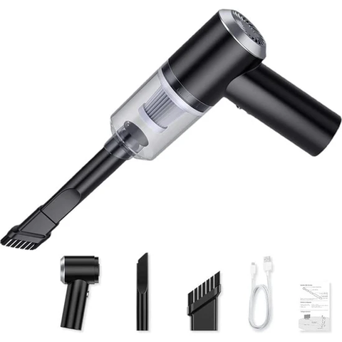 Handheld Car Vacuum Cleaner 9000Pa Rechargeable Portable Cordless Duster - Black