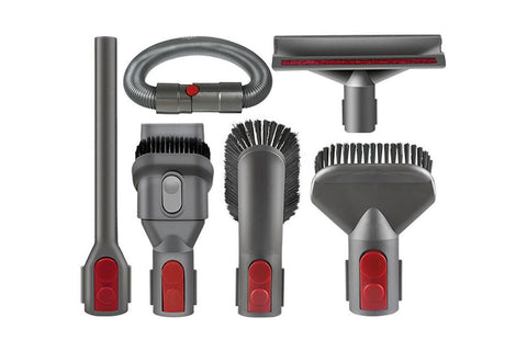 6Pcs Brush Attachment Tools Kit Compatible for Dyson V7 V8 V10 V11 Vacuum Cleaner Accessories Cordless Stick Vacuum Cleaner Accessory Replacement Including Flexible Hose, Crevice Tool, Mattress Tool, Stiff Dust Brush