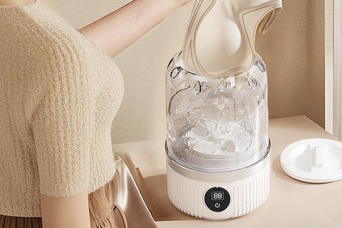 Portable Mini Washing Machine Rechargeable Small Clothes Washer for Travel Use - White