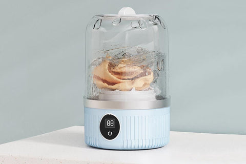 Portable Mini Washing Machine Rechargeable Small Clothes Washer for Travel Use - Blue