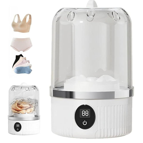 Portable Mini Washing Machine Rechargeable Small Clothes Washer for Travel Use - Blue