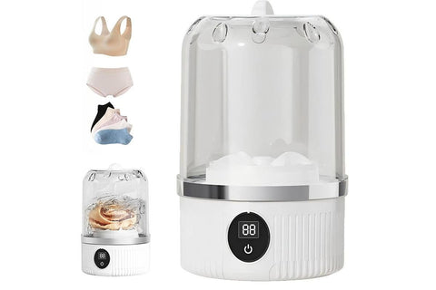 Portable Mini Washing Machine Rechargeable Small Clothes Washer for Travel Use - Blue