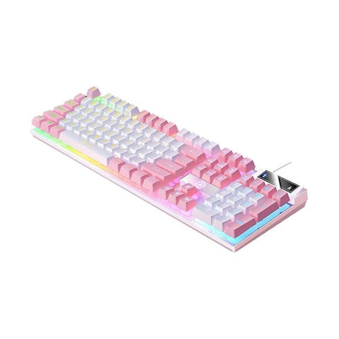 104 Keys Mechanical Gaming Keyboard Wired Backlit Keyboard Hot-Swap Mechanical Keyboard Wired Gaming Keyboard with Number Pad -Pink