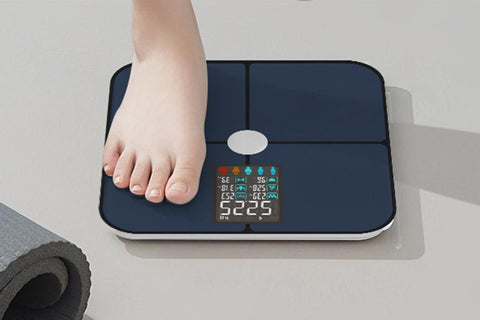 Smart Digital Bathroom Body Fat Scale 180KG Bluetooth Scales Weight for BMI Water -Navy Blue