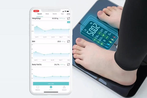 Smart Digital Bathroom Body Fat Scale 180KG Bluetooth Scales Weight for BMI Water -Navy Blue