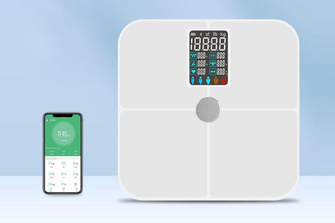 Smart Digital Bathroom Body Fat Scale 180KG Bluetooth Scales Weight for BMI Water -Navy Blue
