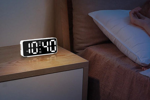 Small Digital Alarm Clock with 5 Dimmers and 5 Alarm Volumes for Bedrooms - White