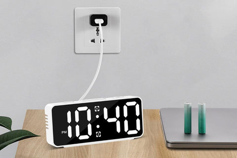 Small Digital Alarm Clock with 5 Dimmers and 5 Alarm Volumes for Bedrooms - White