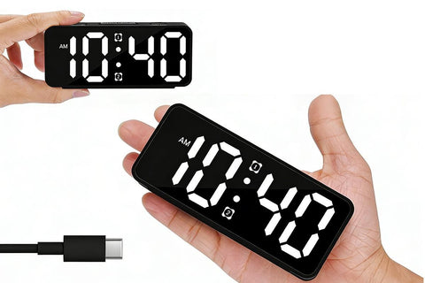 Small Digital Alarm Clock with 5 Dimmers and 5 Alarm Volumes for Bedrooms - Black