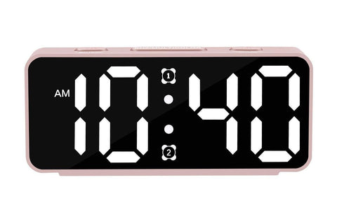 Small Digital Alarm Clock with 5 Dimmers and 5 Alarm Volumes for Bedrooms - Pink