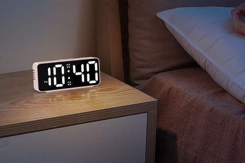 Small Digital Alarm Clock with 5 Dimmers and 5 Alarm Volumes for Bedrooms - Pink