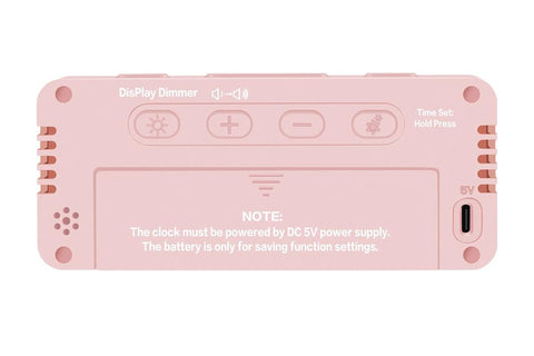 Small Digital Alarm Clock with 5 Dimmers and 5 Alarm Volumes for Bedrooms - Pink