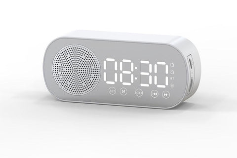 FM Speaker LED Display Portable Alarm Clock Home Decor Bluetooth Digital Radio - Black