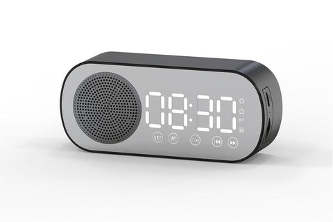FM Speaker LED Display Portable Alarm Clock Home Decor Bluetooth Digital Radio - White