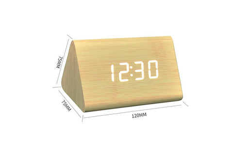 Wooden Digital Alarm Clocks for Bedrooms Electric Desk Clock with Large Numbers - Brown