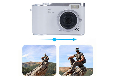 HD 1080P Flip Screen Retro Digital Camera 2.4-inch Display with 64GB TF Card - White