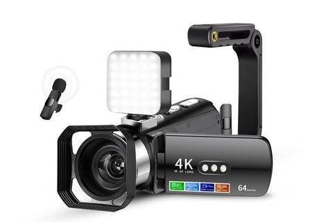 4K Video Camera Camcorder 64MP Vlogging Camera With 28X Digital Zoom for YouTube - Black Pro Version