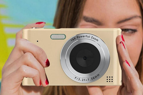 4K Digital Camera for Photography Vlogging Camera for YouTube Video 16X Digital Zoom with 32G Memory Card - Gold