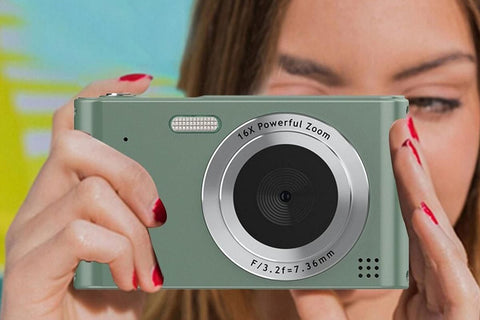 4K Digital Camera for Photography Vlogging Camera for YouTube Video 16X Digital Zoom with 32G Memory Card - Green
