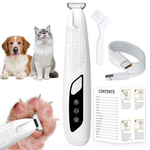 Pet Hair Trimmer Electric Clipper Rechargeable with LED Light for Pets Blue