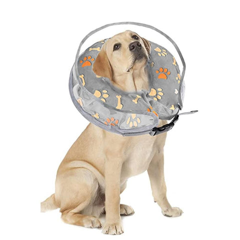 Soft Inflatable Pet Dog Cone Collar Anti Licking Scratching Blue - S