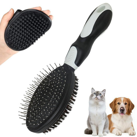 2PCS Pet Grooming Tools Double-Sided Brush for Shedding and Bathing for Short/Long Haired Dogs Cats Green