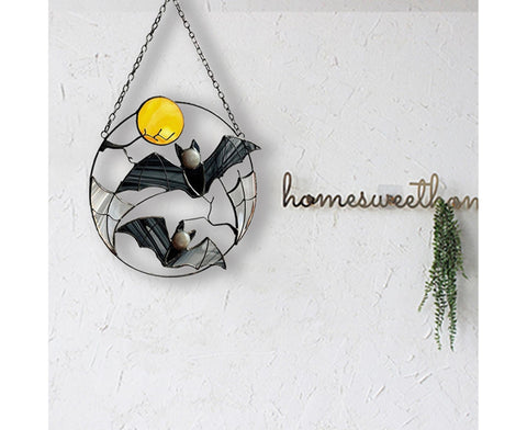 Wall Ornament Bat Shape Anti-deform Metal Window Hanging Decoration for Home- Bat*
