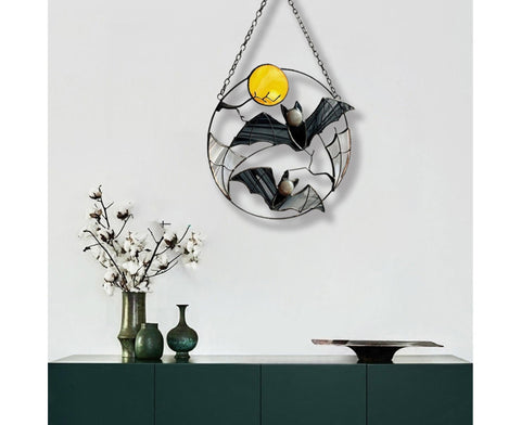Wall Ornament Bat Shape Anti-deform Metal Window Hanging Decoration for Home- Bat*